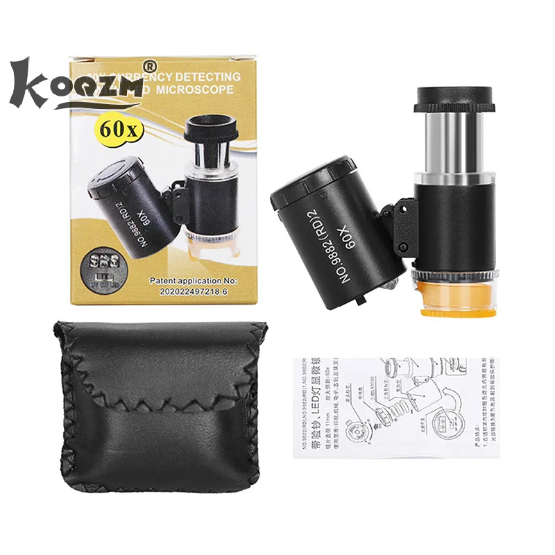 Mini Pocket Microscope Kit 60x Lab Handheld Microscope Battery Powered Microscope With LED Light Kids Science Microscop