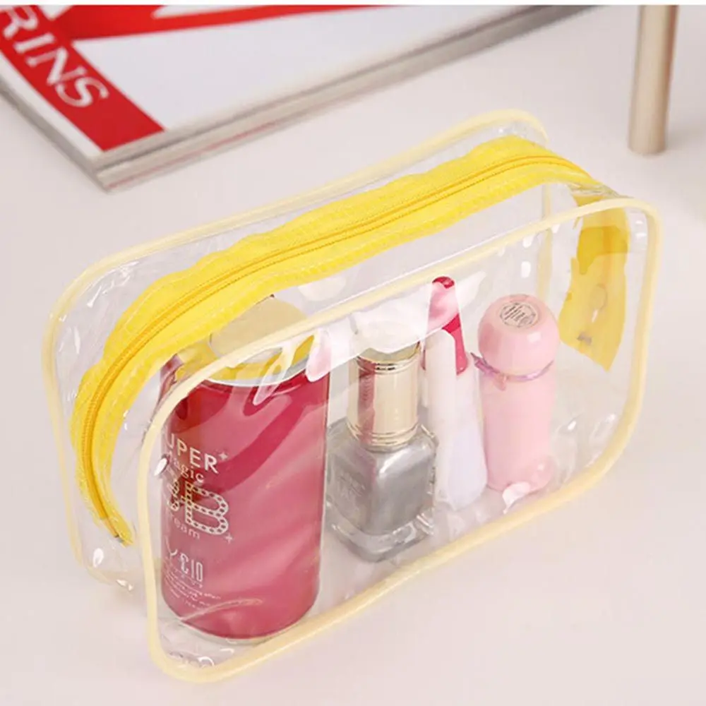 Women Portable Toiletry Makeup Pouch Cosmetic Zip Plastic Bag Transparent