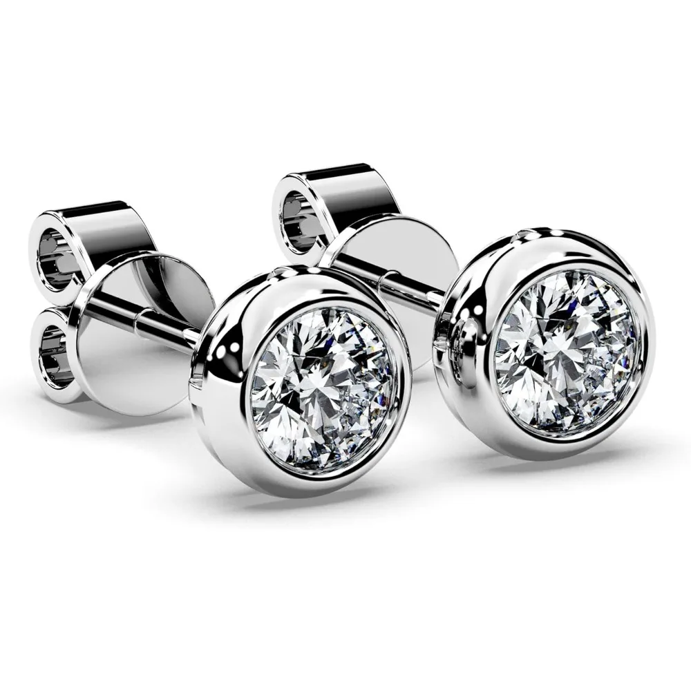 طقم إطار من الفضة الإسترليني أقراط ألماس مويسانيتي - هدية نسائية للزوجة أو الصديقة أو الأم أو الابنة #4