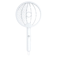 Foldable Electric Fly Mosquito Swatter Racket Mosquito Zapper Bug Zapper Racket Rechargeable For Indoor Outdoor - White