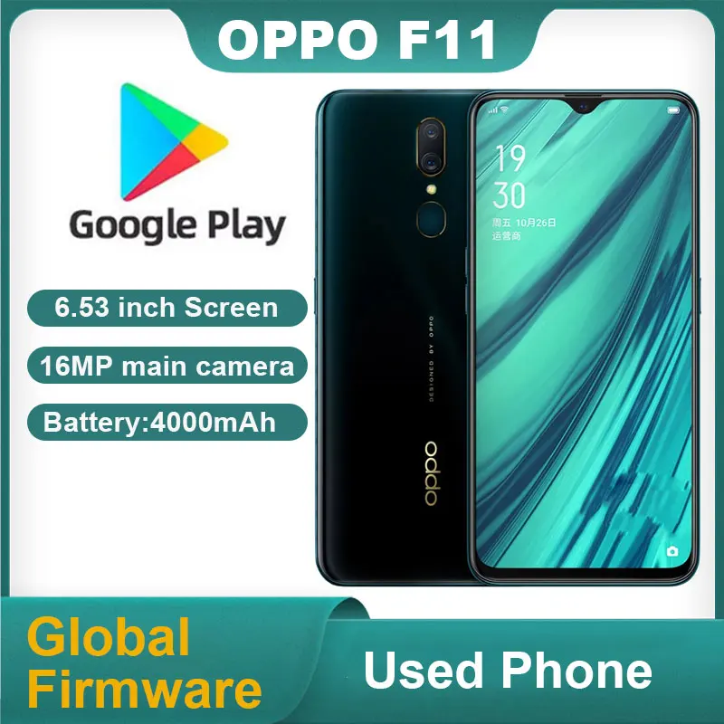Oppo F11 Smartphone Global Firmware Cpu Helio P70 4020mah Battery 6.53 Inches Rear Camera 16mp Unlocked Used Phone
