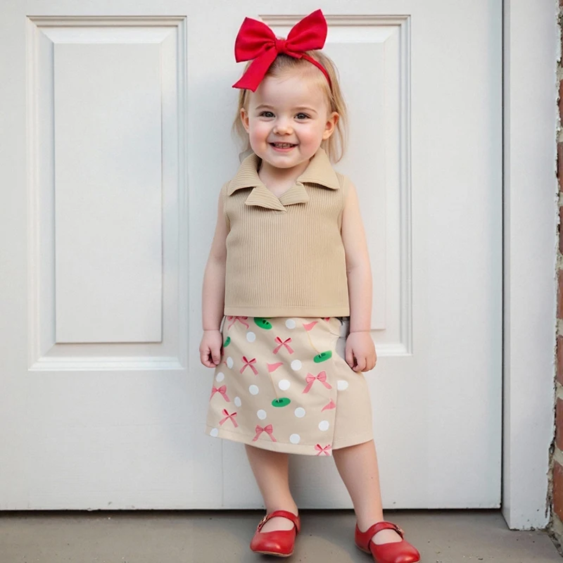 사랑스러운 여자 아기 여름 옷 세트, 귀여운 만화 프린트 탱크탑과 일치하는 스커트로 놀이 시간을 즐겁게 해보세요