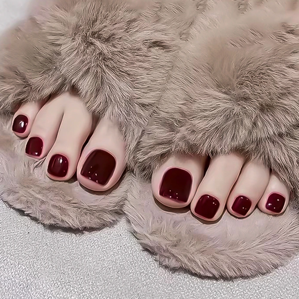 144/100 قطعة أظافر صناعية مربعة قصيرة بلون واحد تغطية كاملة اضغط على أظافر أصابع القدم 12 مقاسًا للنساء أطراف أظافر صناعية للصيف