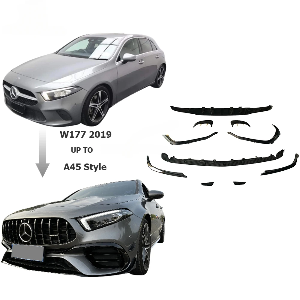 

2019 Year A Class W177 A45 Carbon Fiber Material Front Lip Front Bumper Canard Rear Diffuser Car Exterior Accessories