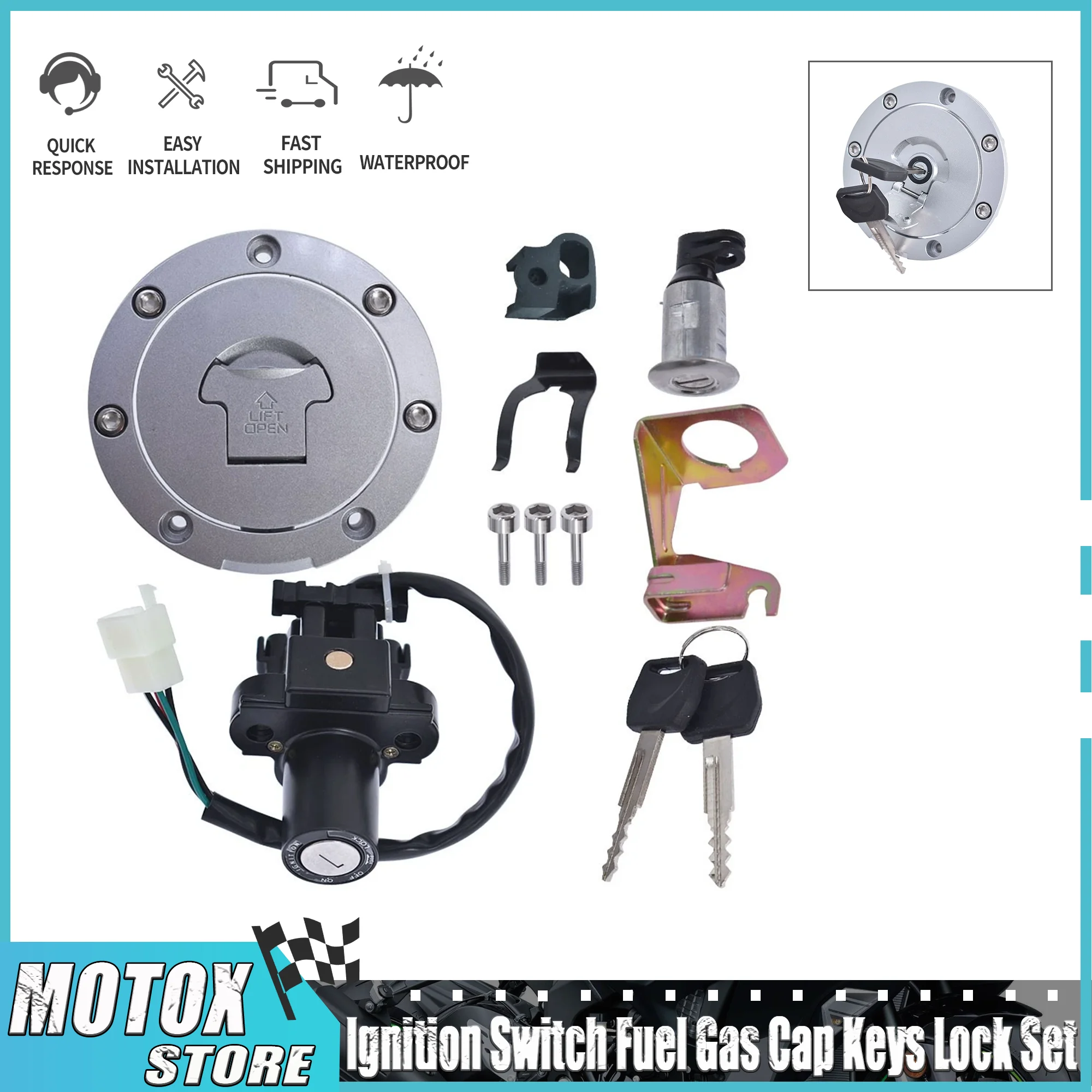 Fit For CBR600 F4 F4I 2001 - 2006 VFR 800 VFR800 2002 - 2009 VTR1000 VTR1000F Lgnition Switch Gas Cap Cover Seat Lock Set