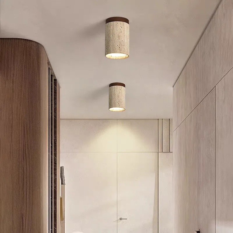 Nordic Creative Yellow Cave Stone Ceiling Lights Japanese Style for Entrance Balcony Corridor Foyer Ceiling Light Room Decor