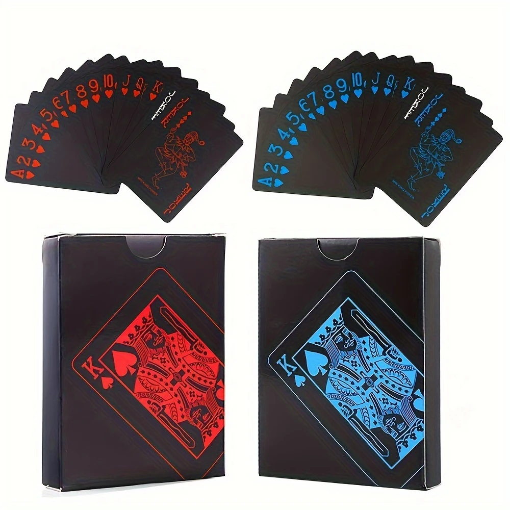 

2pcs/set Waterproof Red and Blue Poker Board Game Cards PVC Flexible Classic Magic Trick Cards Standard Deck of Playing Cards