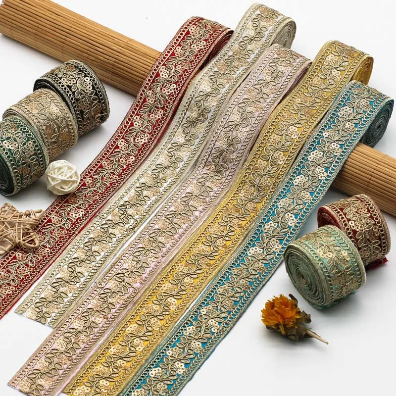 

30Yards 4cm Wide Ethnic Embroidery Ribbon Lace Trim DIY Clothes Bag Accessories