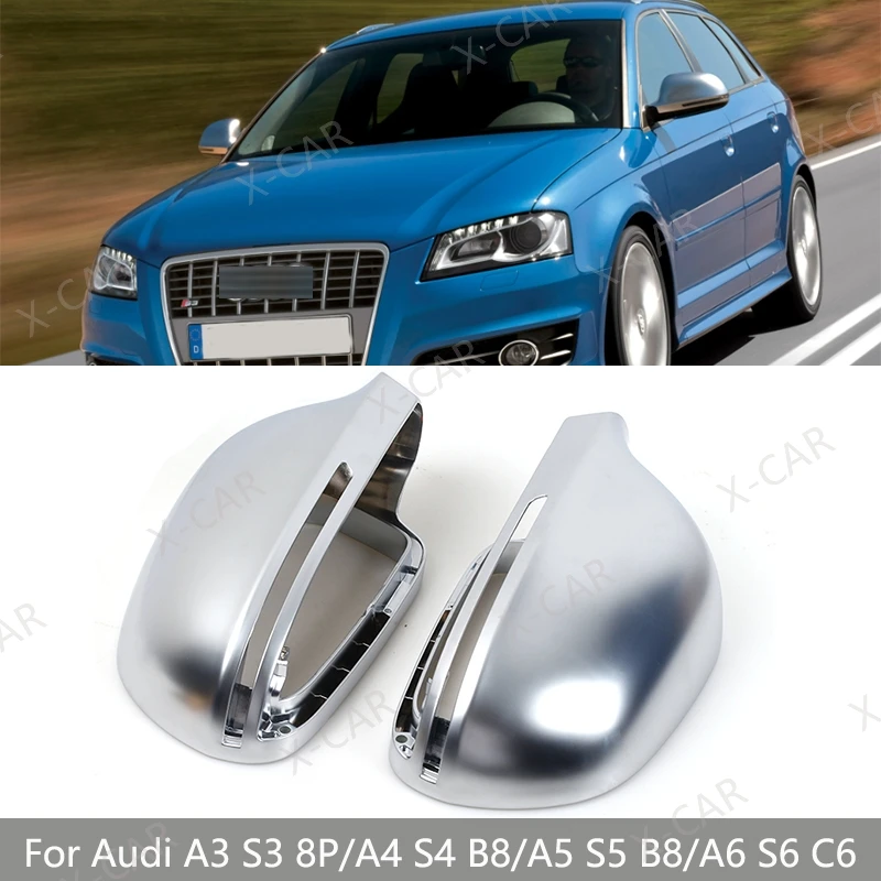 

2 шт. для Audi A3 S3 8P 2008-2009/A4 S4 B8/A5 S5 B8/A6 S6 C6 матовая хромированная крышка бокового зеркала заднего вида, крышка дома