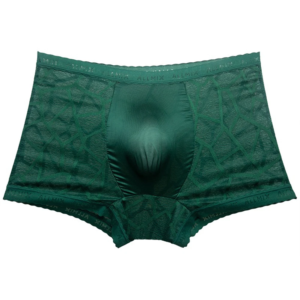 

Mens Lace Sheer Briefs Thin Breath Underwear Ice Silk Pouch Panties Hombre Shorts Seamless Underpants Elastic Lingerie