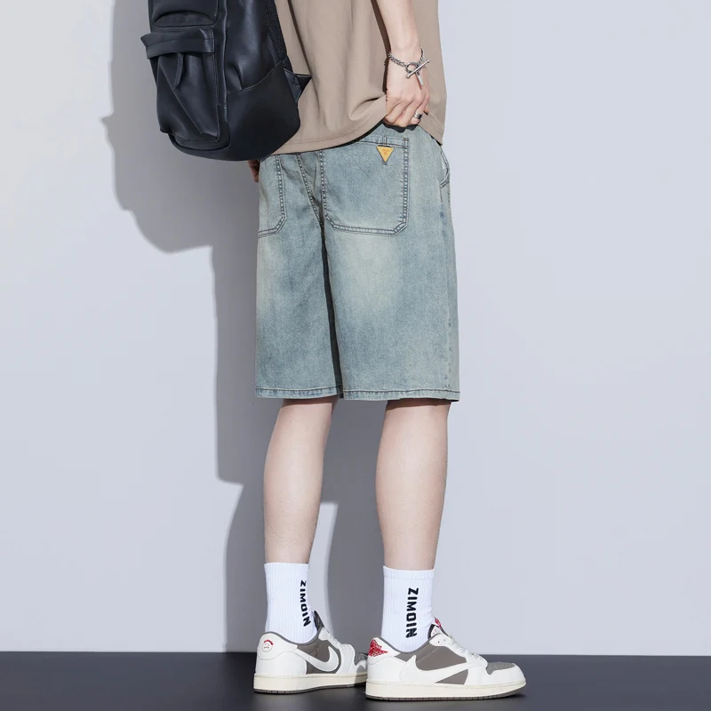 Men's Comfort Tencel Lyocell Stretch Denim Shorts  Summer Elastic Waist 5-Inch Lightweight Breathable Casual Jeans Shorts