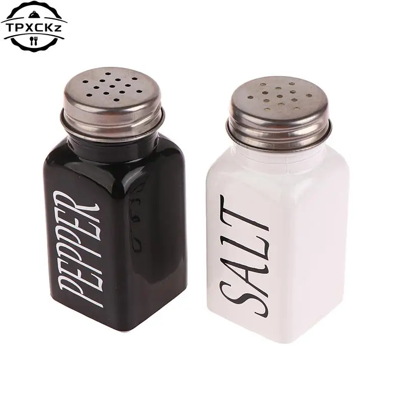 Glass Seasoning Bottle Black White Salt Pepper Shaker Kitchen Condiment Bottle Storage Bottle Seasoning Tools Kitchen Gadgets