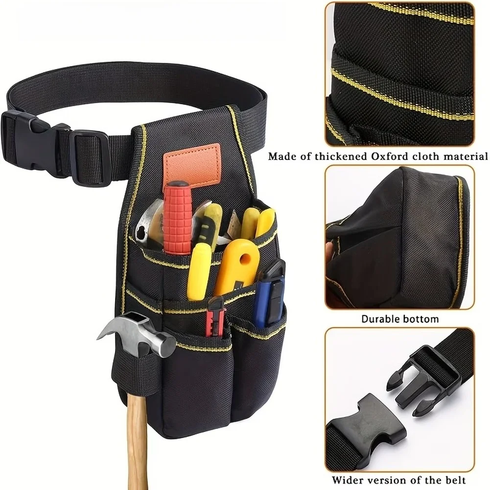Adjustable Oxford Cloth Tool Belt With Belt Clip And Small Tool Pouch Portable Waist Pack For Electricians Carpenters Or DIY
