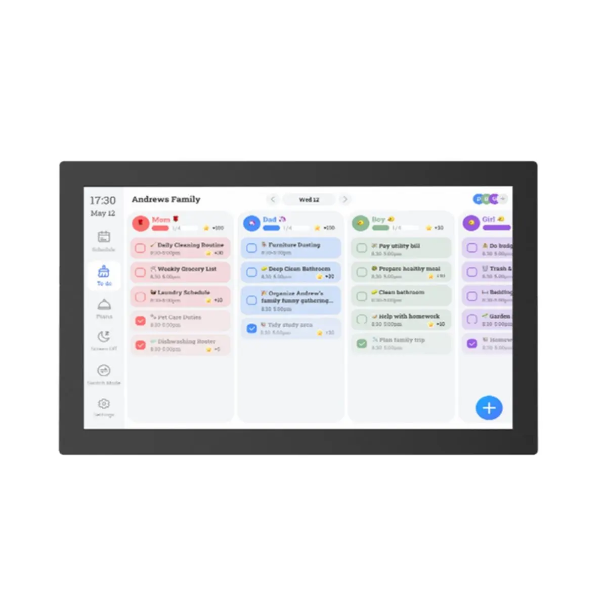 T1545C Tools-10.1inch Smart Family Planner Digital Calendar HD Touchscreen with Chore Chart Meal Plans for Family AU PLUG