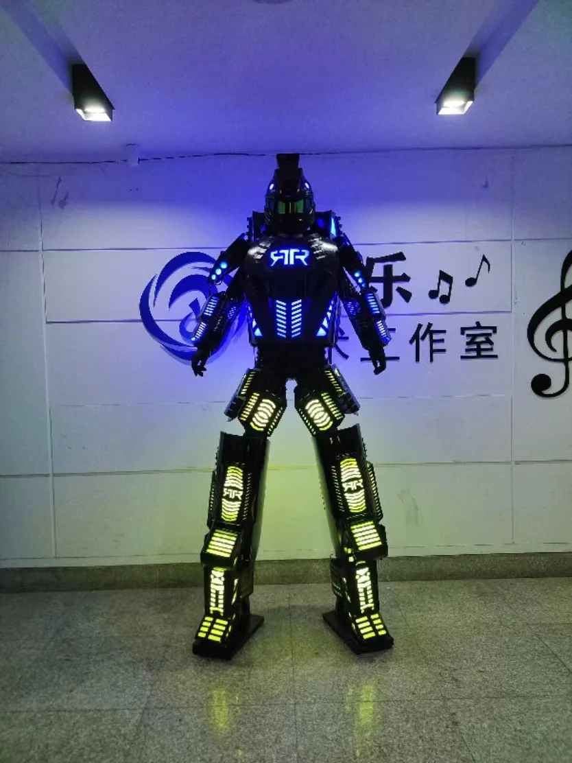 Led Robot Costume Plastic Stilts Walker Robots show costumes Kryoman Performance Wear