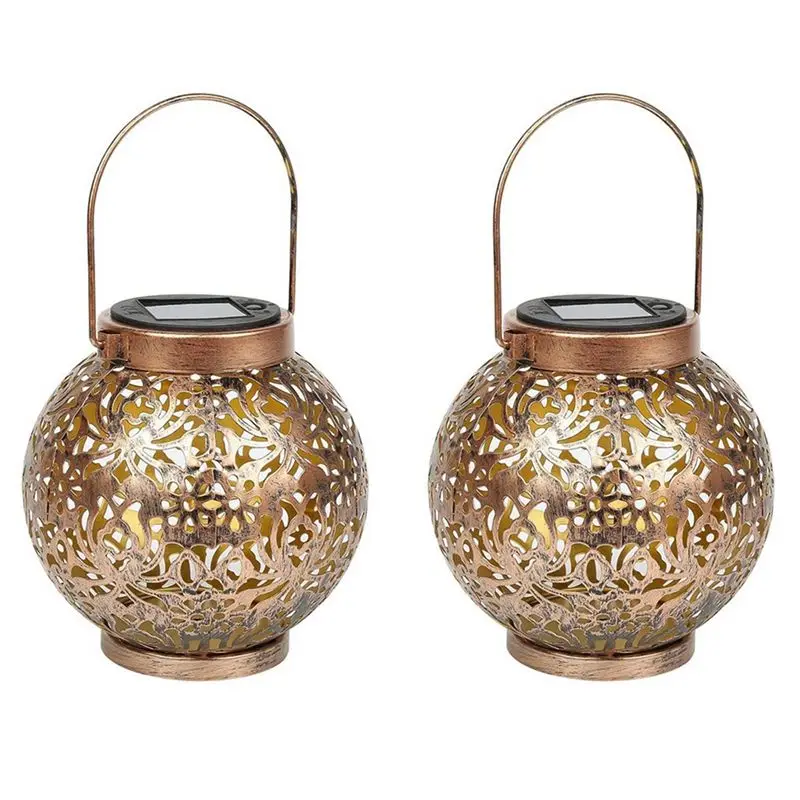 

TFTP-4 Pack Solar Lantern For Outdoors, Metal Solar Lights Solar Lantern Warm White IP55 Waterproof Hanging Garden Decoration