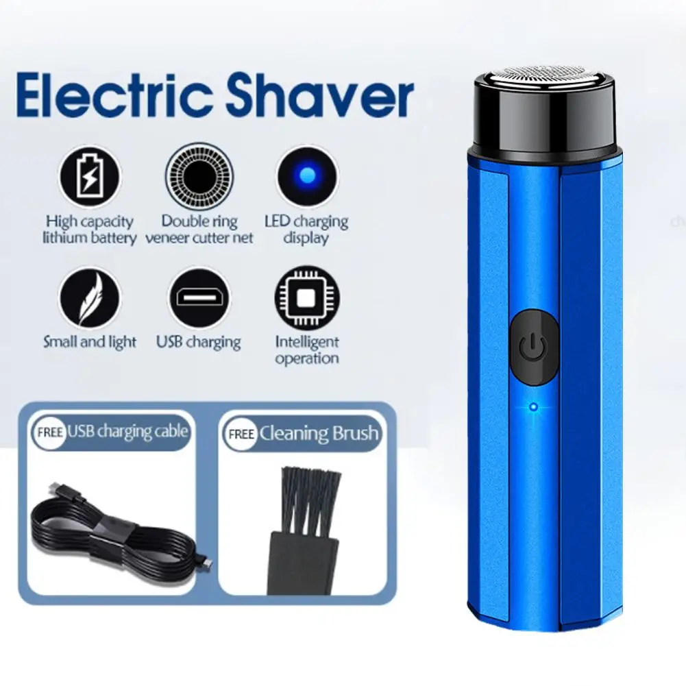 Men Mini Electric Shaver Face Beard Trimmer USB Charging with Digital Display Portable Beard Razor Cordless Travel Razor