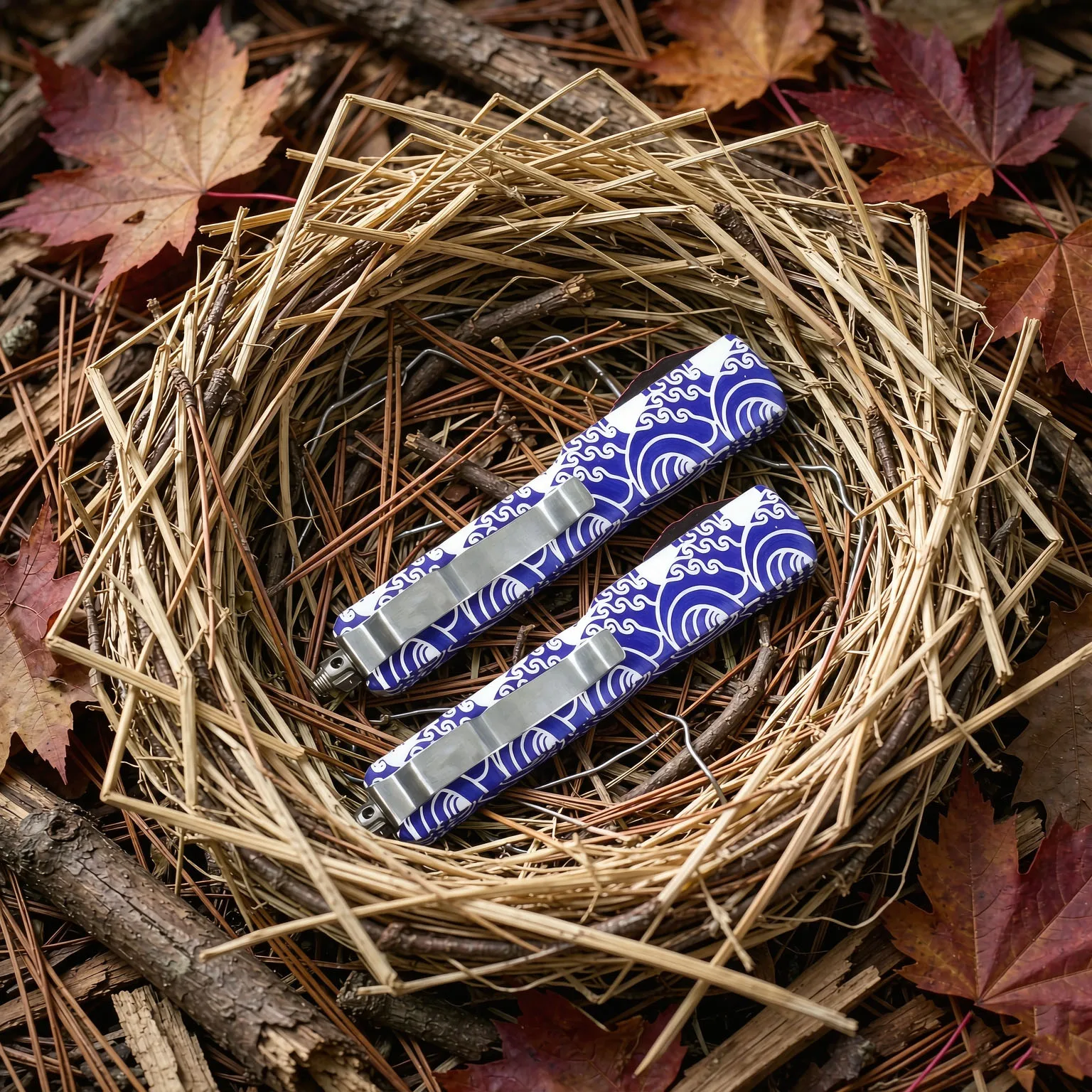 T6061 Aluminum Handle Outdoor Pocket Knife Art Pattern Handle  EDC Tool for Camping Hiking