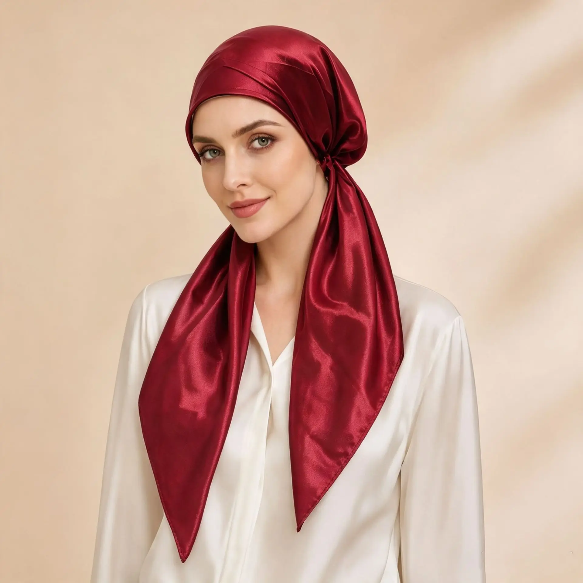 New Satin Pre-tied Hat Muslim Hijab Women Long Tail Headscarf Silk Bonnet Head Wrap Turban Cap Bandanas Headband Turbante Mujer
