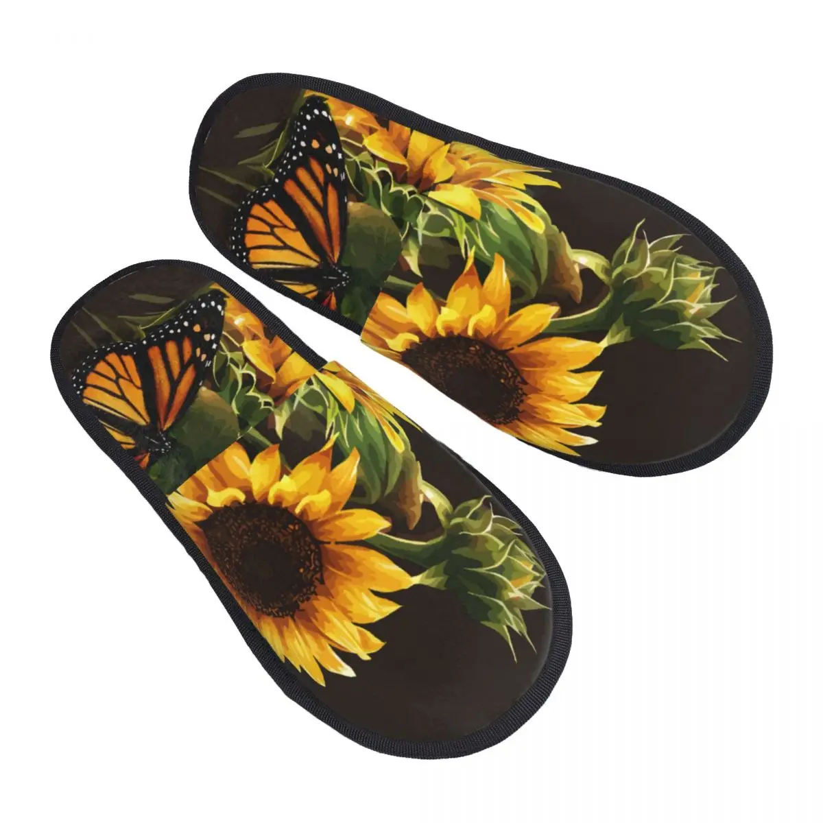 Fur Slipper For Women Men Fashion Fluffy Winter Warm Slippers Sunflower And Butterfly Photo House Shoes