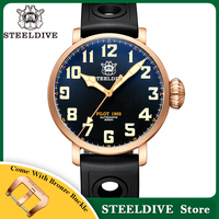 STEELDIVE Store SD1903S Top Quality 46.5MM Solid Bronze Case Black Dial AR Coating Sapphire Glass Bronze Buckle Dive Watches