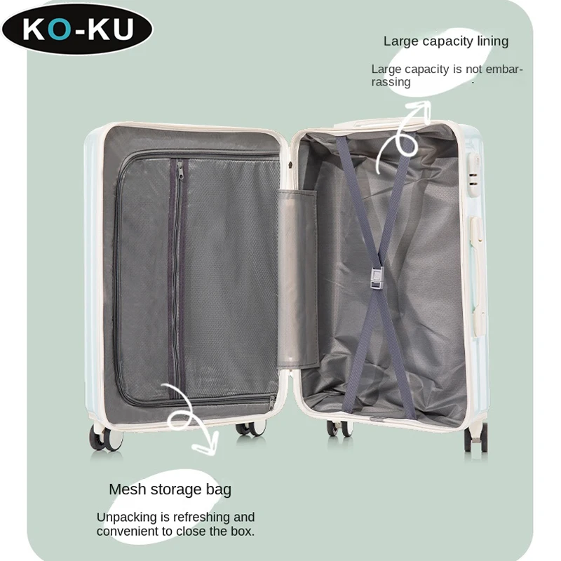 KO-KU Combination Suitcase Fresh 20\'\' Boarding Box 22/24/26 Inch Mute Universal Wheel Trolley Case Student Suitcase Set