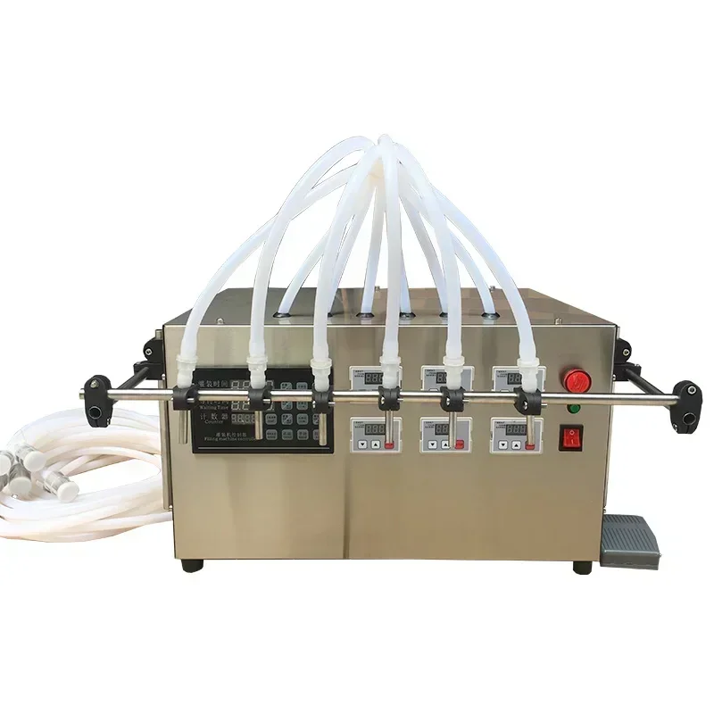 Small Six Head Semi-automatic Canning Machine, Suitable for Mechanical Drinks, Wine, Perfume, Bottled Water, Essential Oil