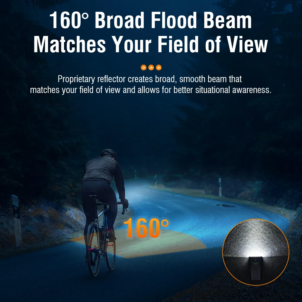 Boruit-bicicleta USB lanterna LED recarregável, tocha rotativa, lâmpada de ciclismo, camping, pesca, ao ar livre, à prova d'água