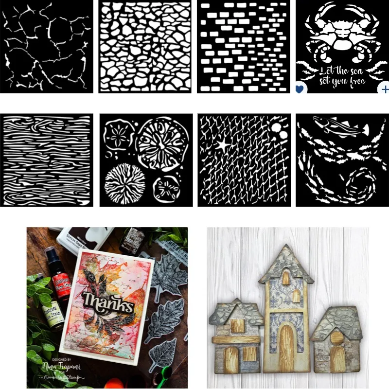 

Silent Sea Net Stones Sponges Craft Metal Cutting Stencil Mold Strips Sheet Scrapbook Paper Craft Knife Mold Blade Punch Stencil