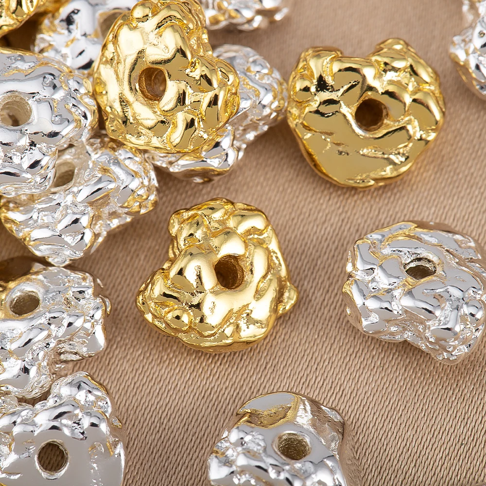 5Pcs/lot 8x8.5mm 18K Plated Irregular Shape Charms Spacer Beads For DIY Necklaces Bracelets Jewelry Making Accessories Crafts