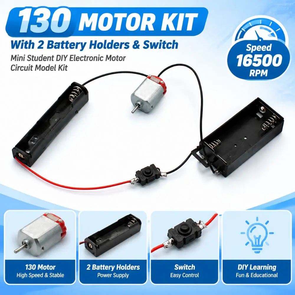Professional 16500 RPM DIY Motor Kit 130 Motor Educational Electronic Motor Kit DIY Circuit Models Kit STEM Education