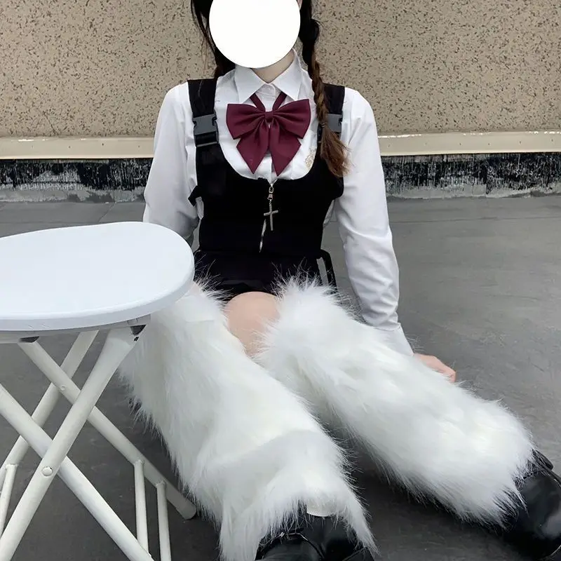 Women Faux Fur Leg Warmers Women Fall Leggings Jk Boots Stocking Girls Lolita Punk Boot Cover Harajuku Fur Foot Warming Cover