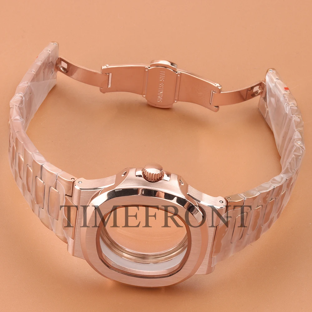 40mm Rose gold Watch Case Stainless Steel For Modified Nautilus nh35 nh36 nh38 Movement 29.8mm Dial and Hands Watch Accessories