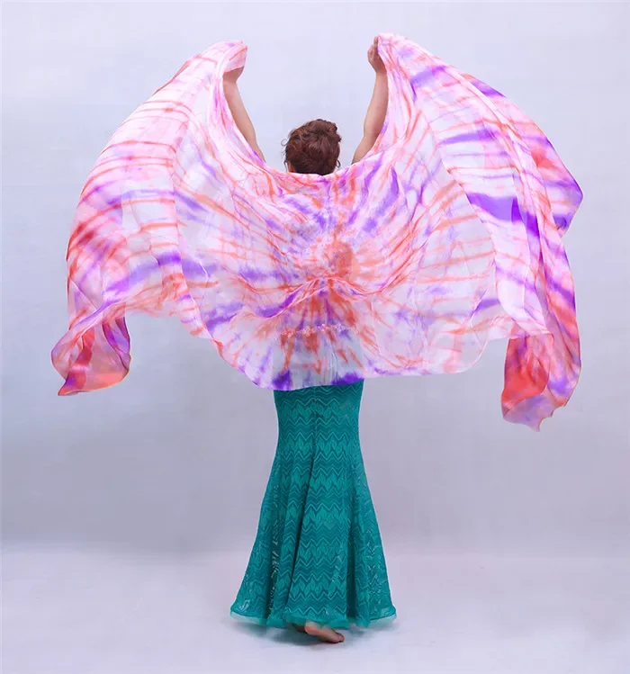 Peacock Silk Veils Handmade Bellydance Throw Scarf Ligh Weight Flowy Floral Dance Props Show Costume Competition Carnival Party