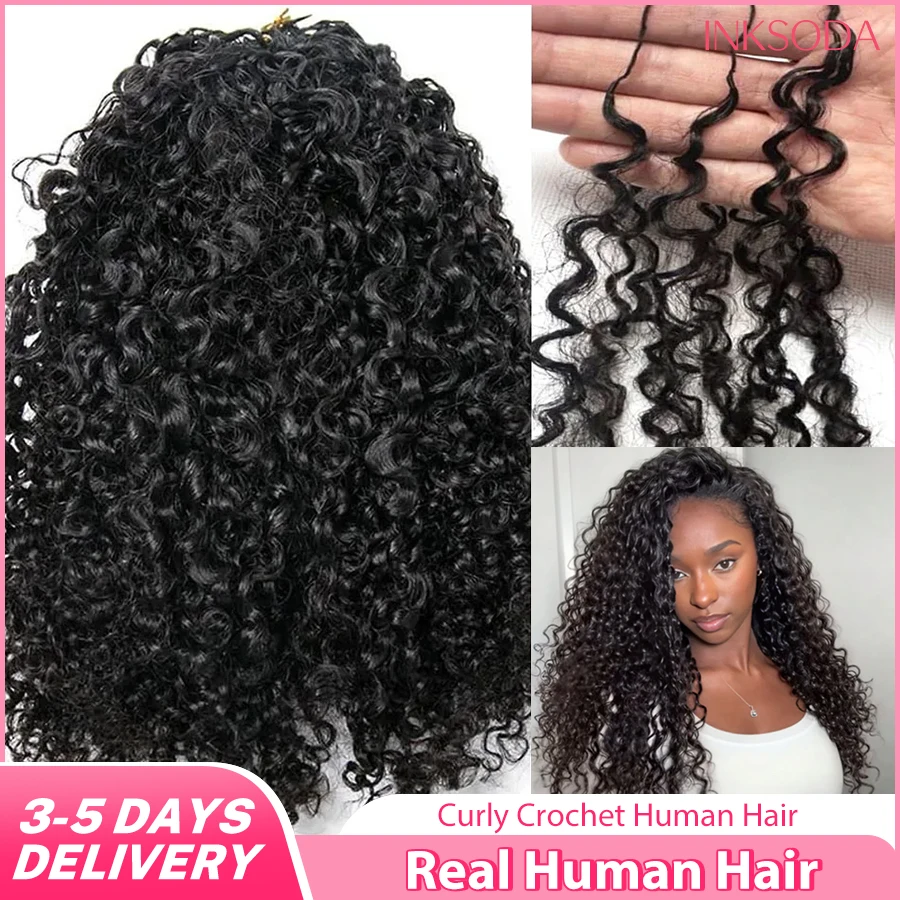 Curly Crochet Human Hair 12A Small Spirals Extensions Deep Pixie Curls Crochet Hair Pre Separated Knotless Miracle Knot Braids