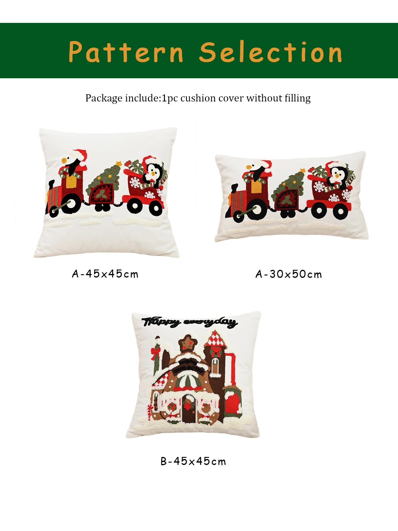 BUYNOW Christmas Penguin Christmas House Embroidered Pillowcase Christmas Atmosphere Living Room Sofa Cushion Cover Home Decor