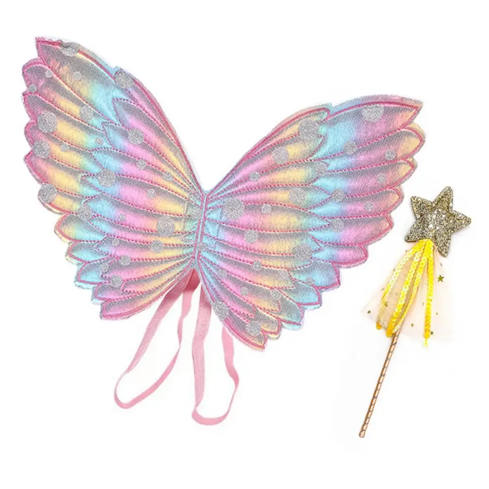 Polyester Children Magic Wand Dress Up Prop Kids Accessories Colorful Butterfly Wings Fairy Princess Angel Wings Performance