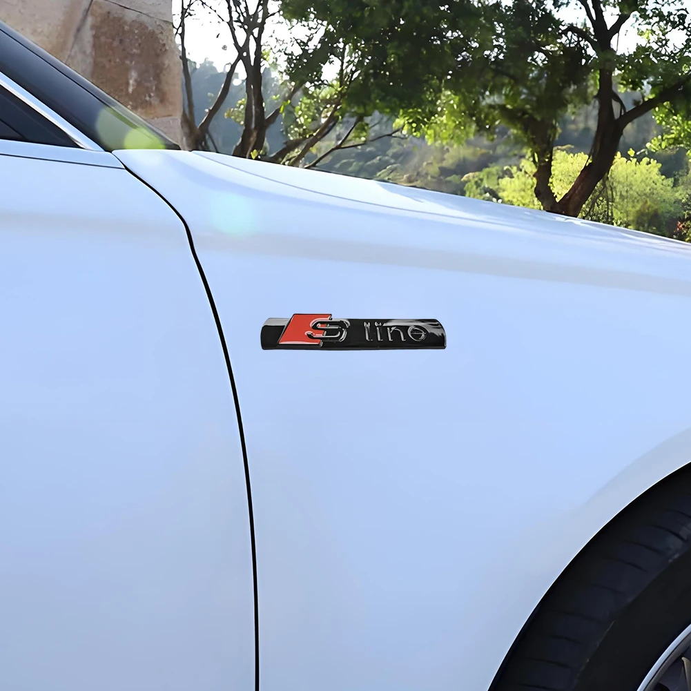 2-10pcs 3D Black Metal Edition Sticker Auto Rear Trunk Side Fender Emblem Badge Sticker Car Exterior for Audi S-Line Q5 Q7 A3 A4