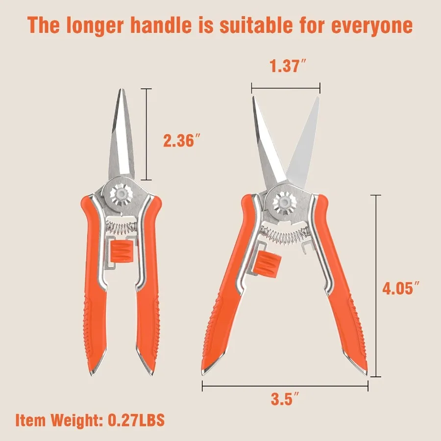 Tijeras de podar FLORA GUARD con mango de aleación de Zinc, tijeras de jardín de 6,5 pulgadas con hoja de acero más gruesa, agarre de goma cómodo, seguridad Lo