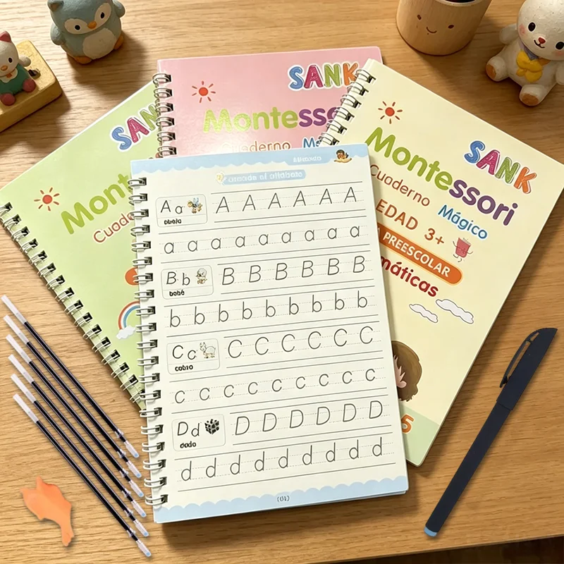 4Books/set Sank Magic Practice Copybook Pen Preschools Kids Calligraphy English Verison Early Education Reusable Writing Book