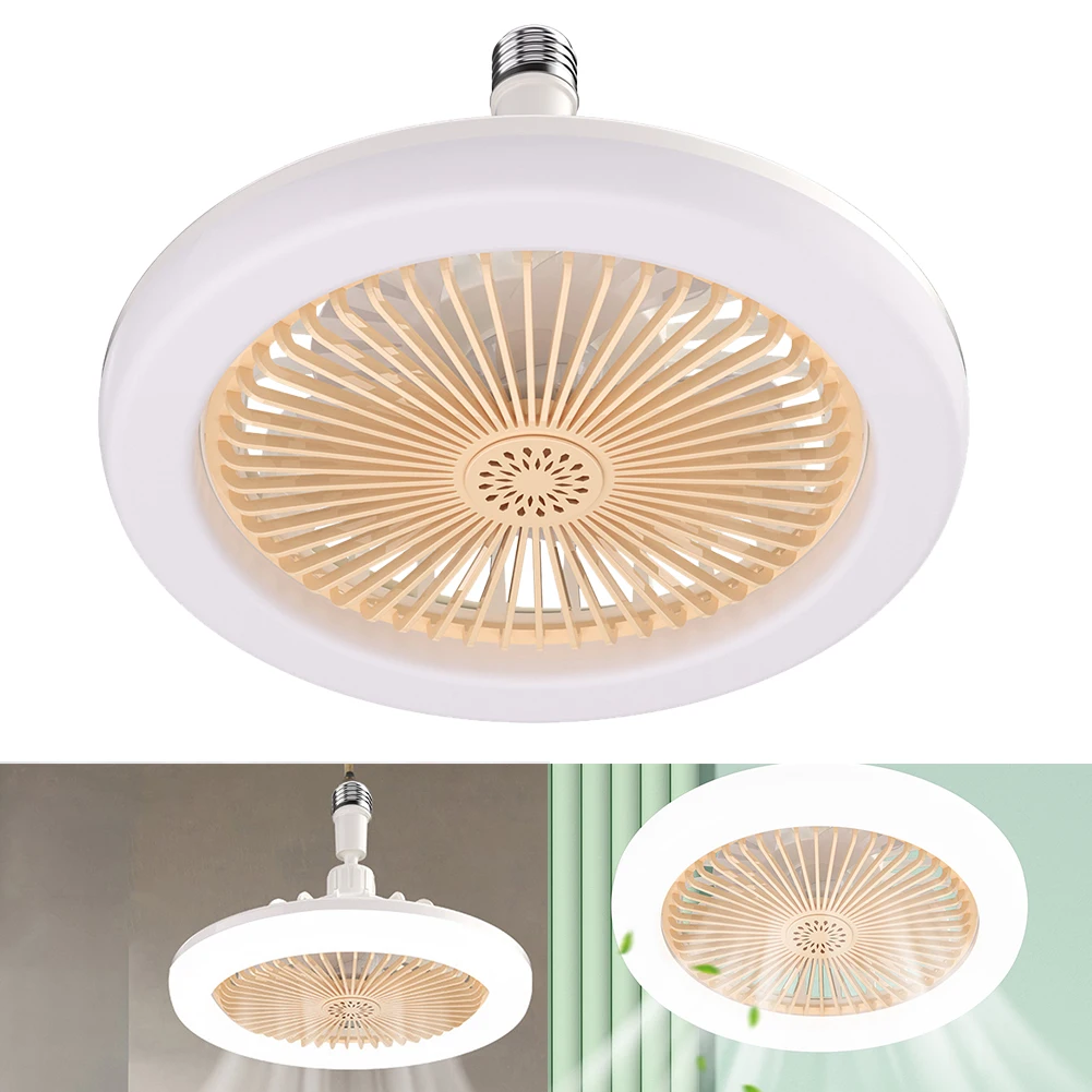 2 In 1 Silent Ceiling Fan Light with Remote Control Electric Cordless Fan Dimming Three Color Light for Home Living Room