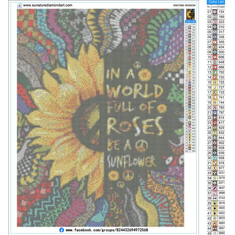 Sunature Diamond Painting Art Full Square Round Drills Sunflower Full of Rose Diamond Painting Kit