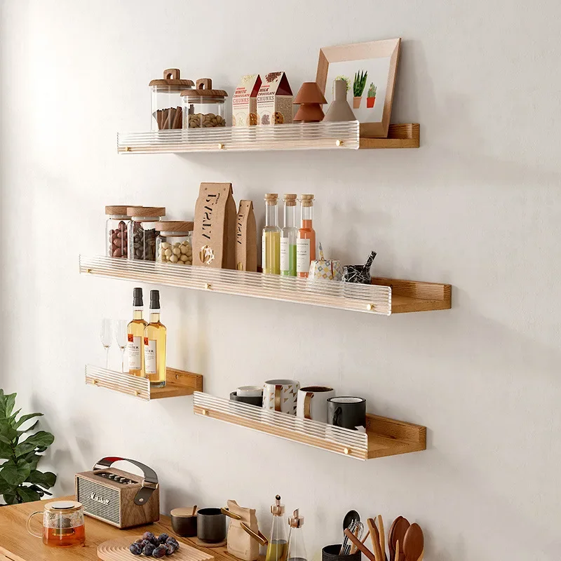 Acrylic Wall Partition Shelf Living Room Study Display Shelf Water Corrugated Board Bedroom Wall Shelf Kitchen Accessories