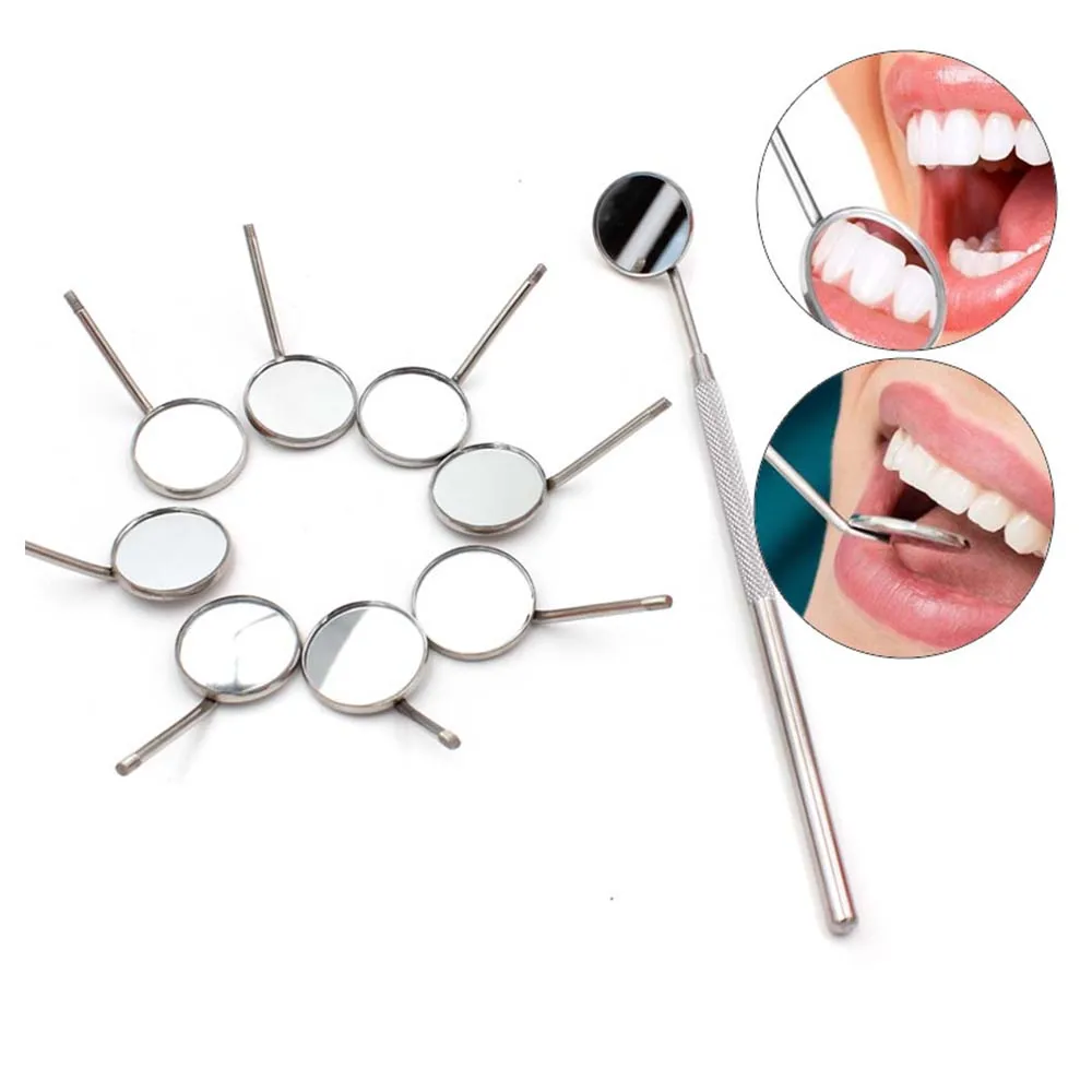 GULPOOE 1Pcs/Bag Dental Mouth Mirror Reflector Stainless Steel Dental Material Inspection Mouth Mirror Oral Care Tool 4#/5#