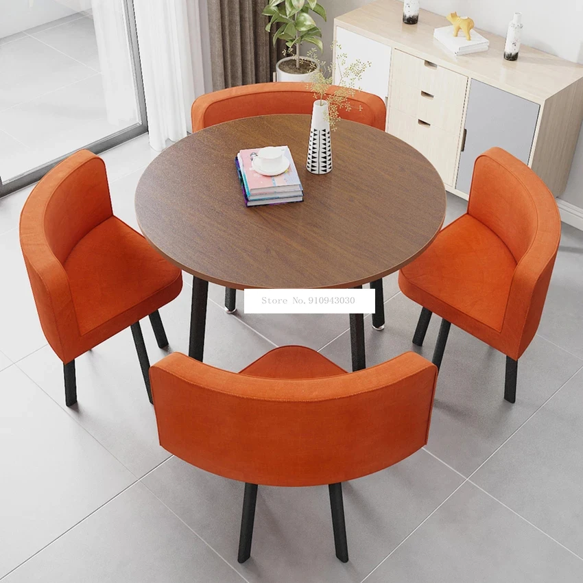 Mesa de centro con silla para 4 personas, juego de mesa de recepción de negociación, tienda de bebidas, mesa de té REDONDA/cuadrada de ocio, 90CM