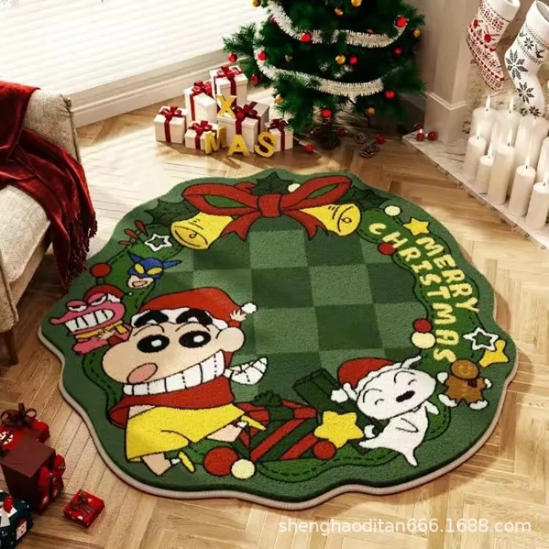 

Рождественский ковер Crayon Shin-chan, устойчивый к пятнам, простой в уходе, коврик для спальни, домашний круглый коврик для дивана, напольный коврик для детской комнаты