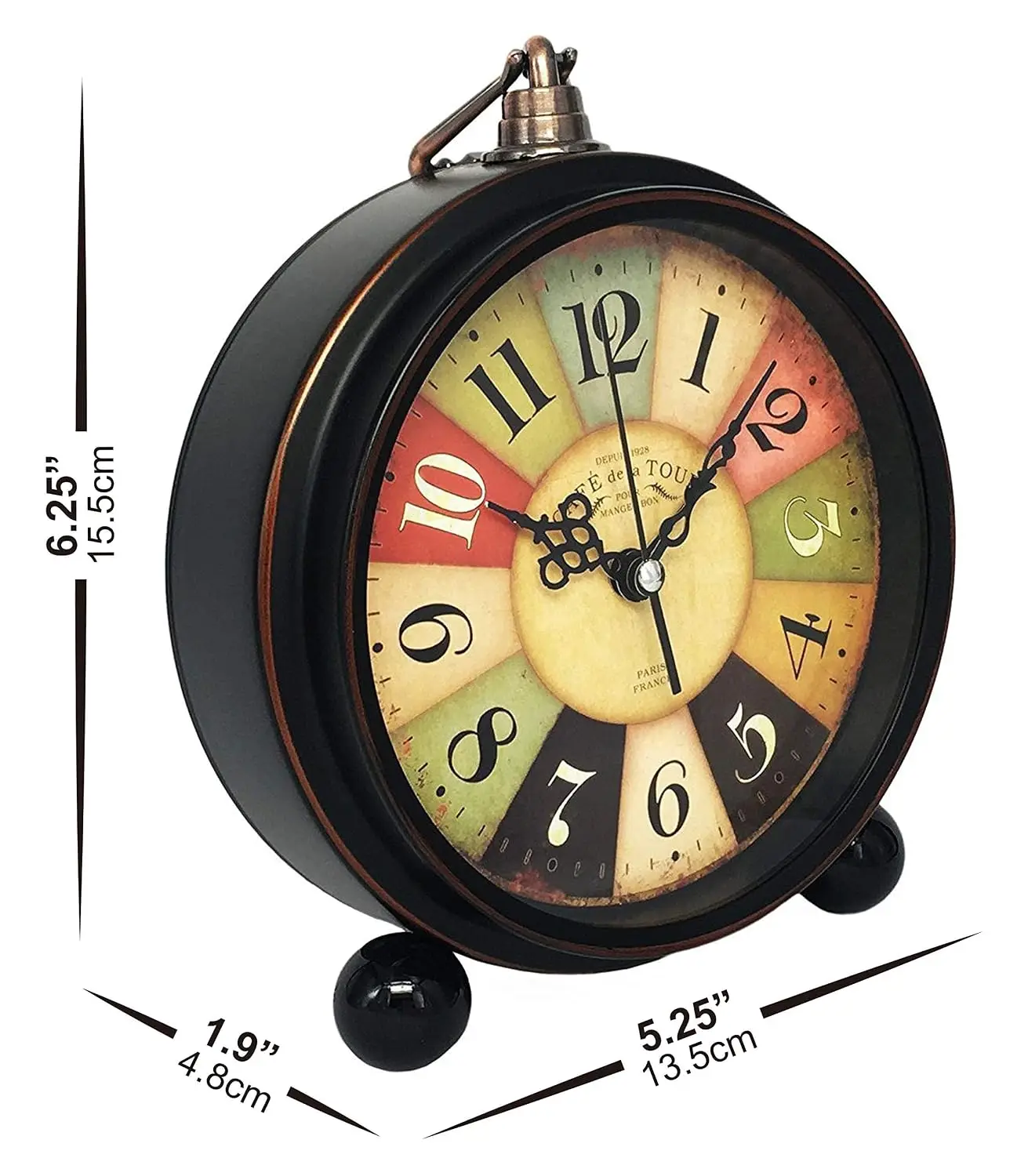 Vintage Analog Alarm Clock, Tuscan Style, 5.25inch, Customized