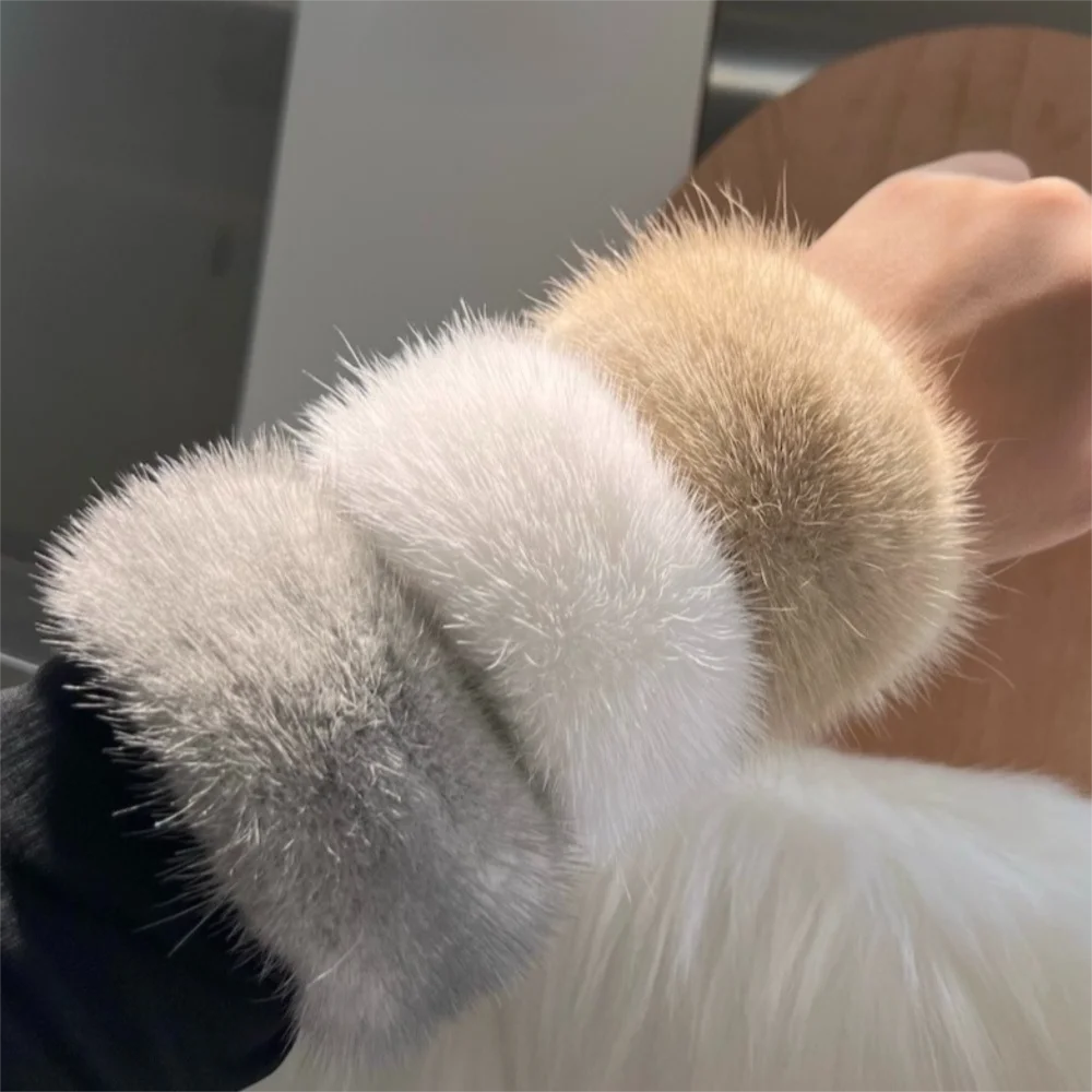 

Модные милые манжеты из меха норки, теплые грелки для рук, аксессуары для запястий