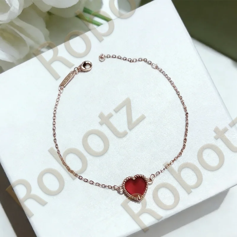 

Robotz2026 Trend красное сердце ювелирные изделия с покрытием эмалью Love серьги-гвоздики изящный браслет-подвеска женские модные ювелирные изделия подарок