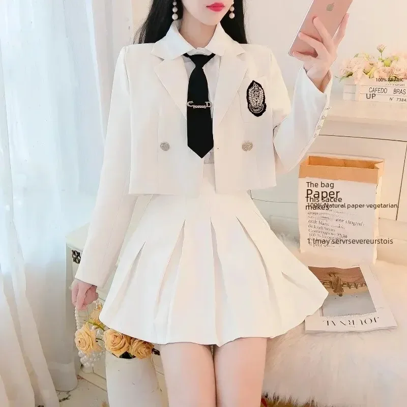 Suit Female JK Suit Jacket Pleated Skirt Spring and Autumn Dress Professional Dress Temperament Goddess Fan Two-Piece Suit